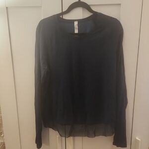 lululemon athletica Navy Long-Sleeve Sheer-Hem Tee